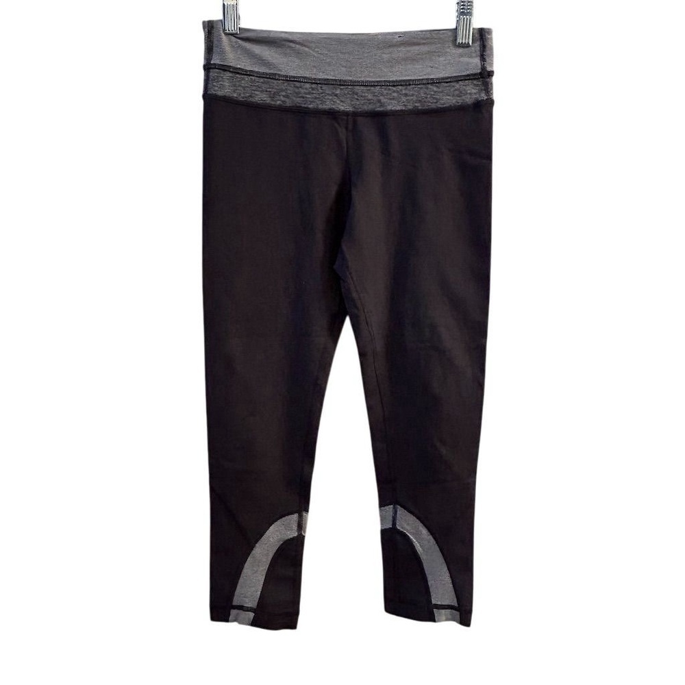 Lululemon Women's Size 4 Black Wee Stripe Crop Leggings Running Yoga